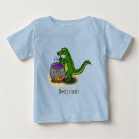 Funny green alligator cooking cartoon