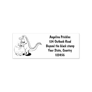 Funny green alligator cooking cartoon rubber stamp