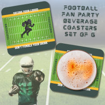 Funny Green and Gold Football Fan Beverage Coaster