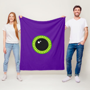 Funny Green and Purple Monster Eyeball Fleece Blanket