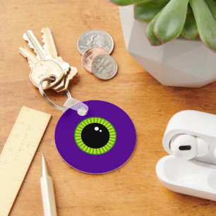 Funny Green and Purple Monster Eyeball Key Ring