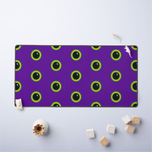 Funny Green and Purple Monster Eyes Desk Mat
