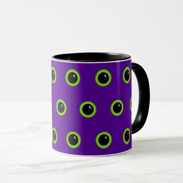 Funny Green and Purple Monster Eyes Mug (Front Right)