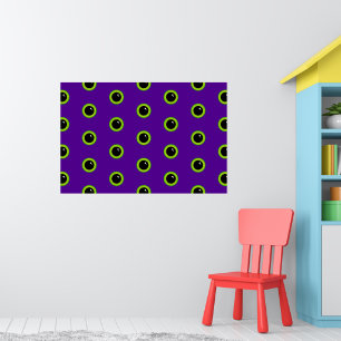 Funny Green and Purple Monster Eyes Poster