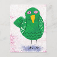 Funny Green Bird Postcard