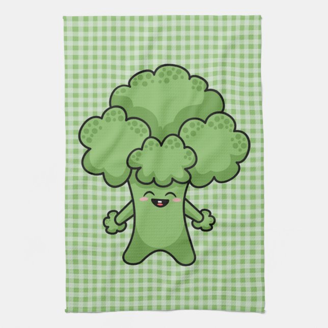 Funny Green Broccoli Kitchen Towel (Vertical)