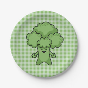 Funny Green Broccoli Paper Plate