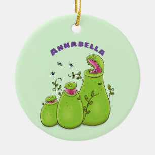 Funny green carnivorous pitcher plants cartoon ceramic tree decoration