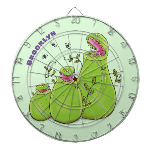 Funny green carnivorous pitcher plants cartoon dartboard