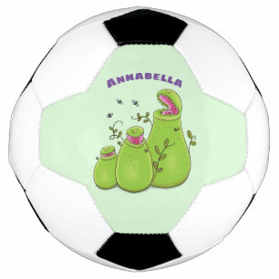Funny green carnivorous pitcher plants cartoon football
