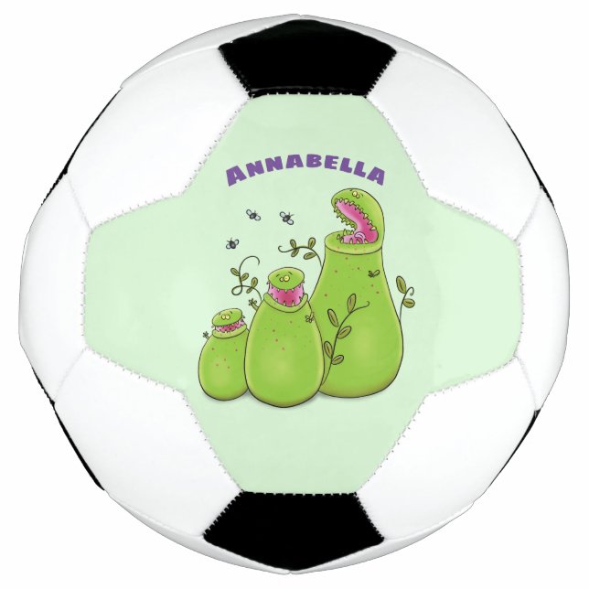 Funny green carnivorous pitcher plants cartoon football (Front)