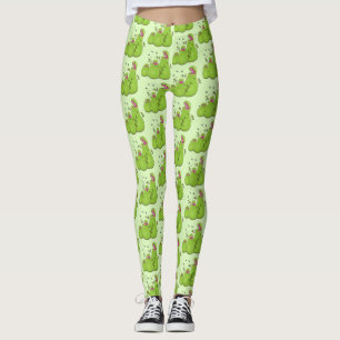 Funny green carnivorous pitcher plants cartoon leggings