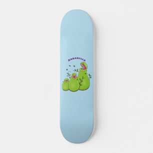 Funny green carnivorous pitcher plants cartoon skateboard