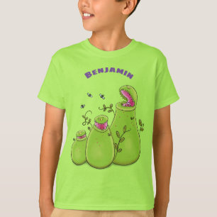 Funny green carnivorous pitcher plants cartoon T-Shirt