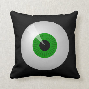Funny Green Cartoon Monster Eye Eyball Pillow