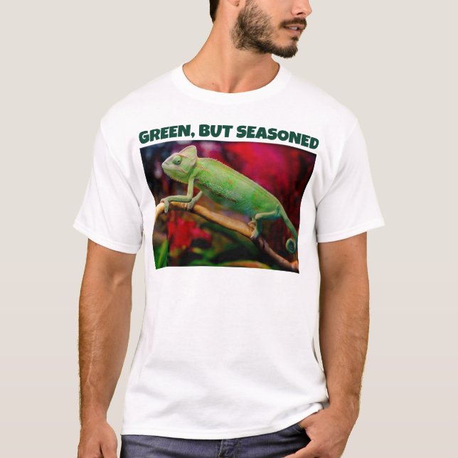 Funny Green Chameleon  T-Shirt (Front)