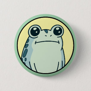 Funny Green Deadpan Frog Toad  6 Cm Round Badge