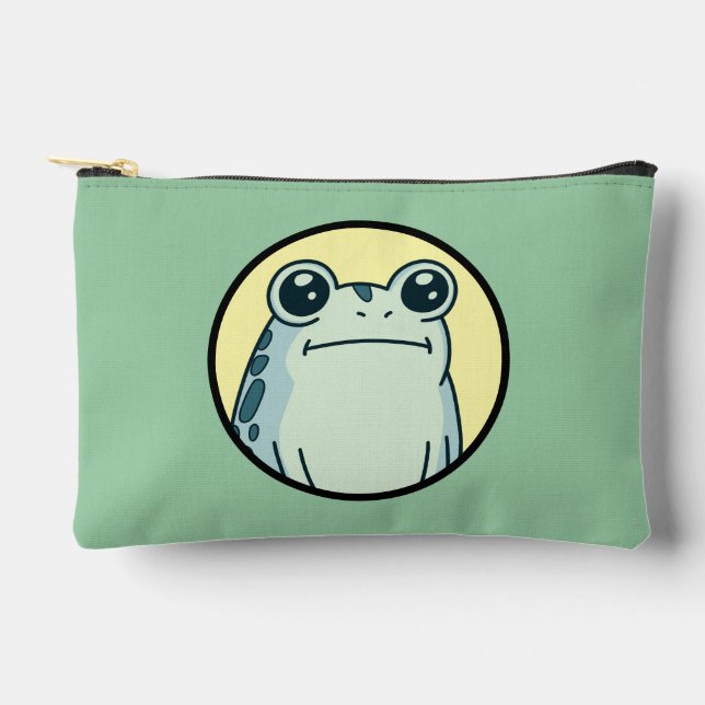 Funny Green Deadpan Frog Toad  Accessory Pouch (Front)