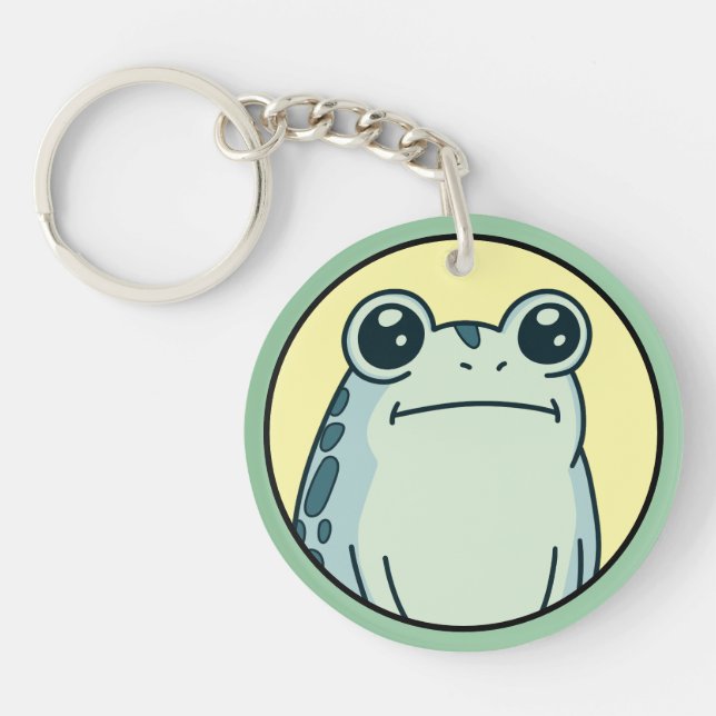 Funny Green Deadpan Frog Toad  Key Ring (Front)