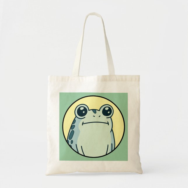 Funny Green Deadpan Frog Toad  Tote Bag (Front)