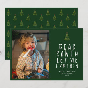 Funny Green Dear Santa Photo Christmas Holiday Card