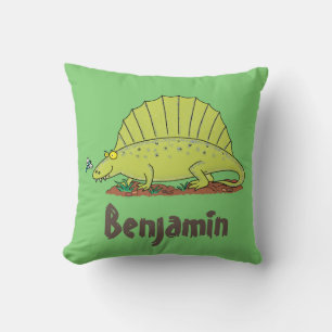 Funny green dimetrodon cartoon dinosaur cushion
