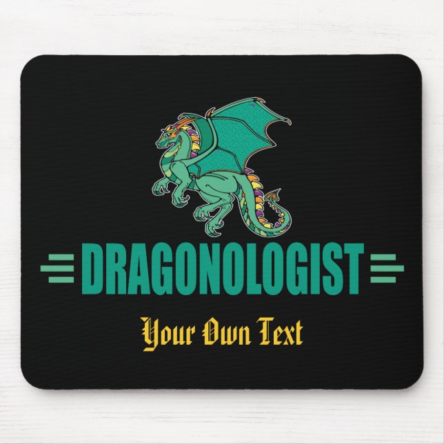 Funny Green Dragon Dragonologist Mouse Mat (Front)