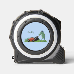 Funny green frog mowing lawn cartoon 1