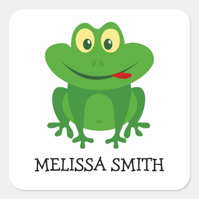 Funny green frog small kid's cartoon stickers (Front)