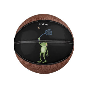 Funny green frog swatting fly cartoon  mini basketball