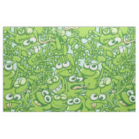 Funny green frogs entangled in a messy pattern