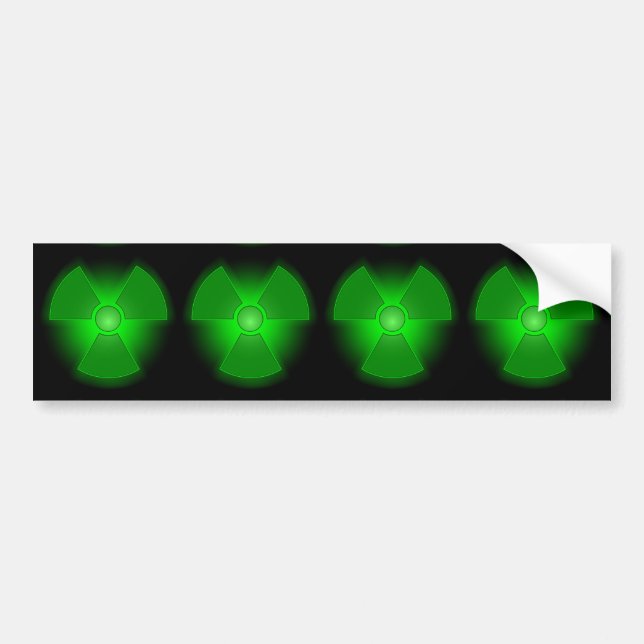 Funny green glowing radioactivity symbol bumper sticker (Front)