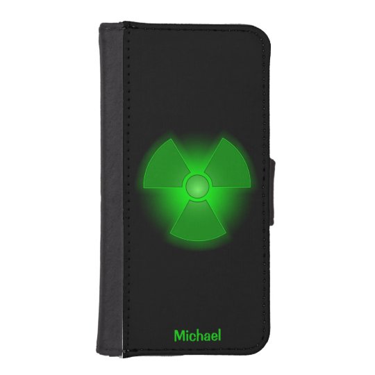 Funny green glowing radioactivity symbol iPhone SE/5/5s wallet case