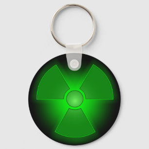Funny green glowing radioactivity symbol key ring