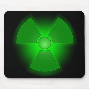 Funny green glowing radioactivity symbol mouse mat