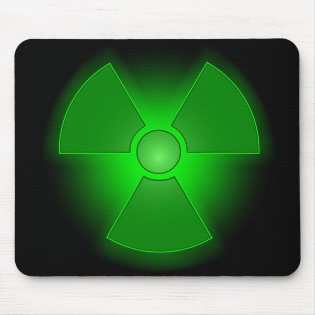 Funny green glowing radioactivity symbol mouse mat (Front)