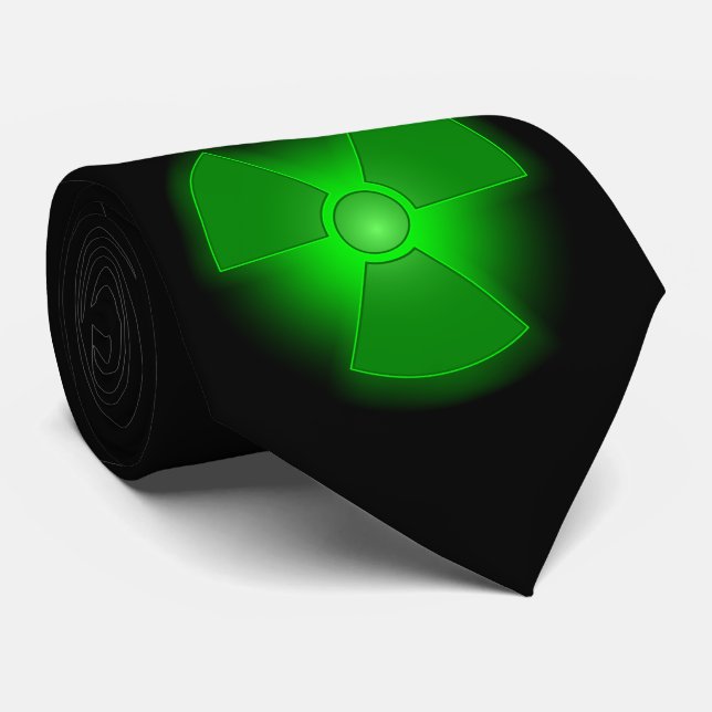 Funny green glowing radioactivity symbol tie (Rolled)