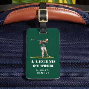 Funny Green Golfer Sport Luggage Tag