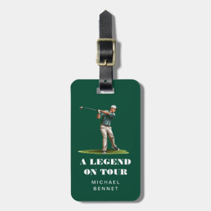 Funny Green Golfer Sport Luggage Tag