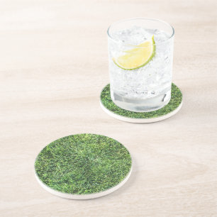 Funny green grass real photo texture pattern fun coaster