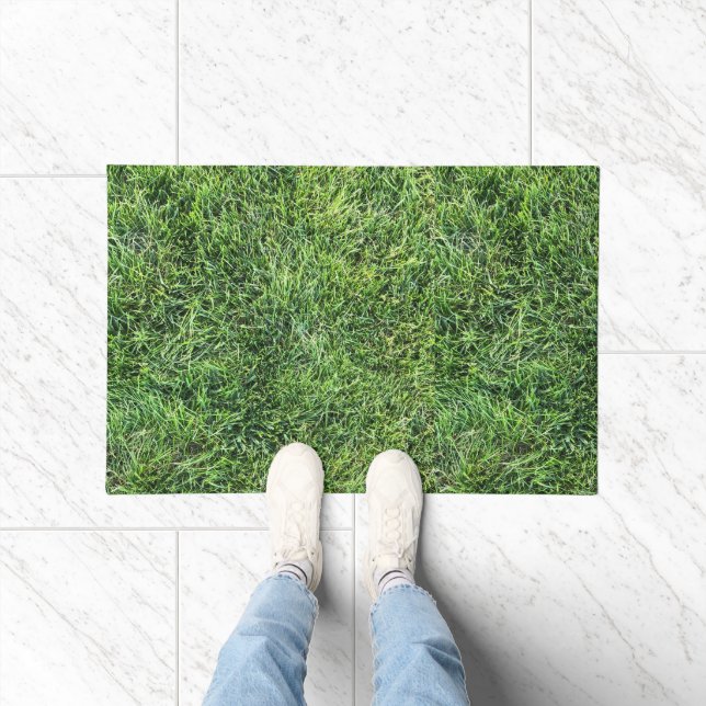 Funny green grass real photo texture pattern fun doormat (Indoor)