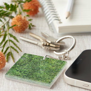 Funny green grass real photo texture pattern fun key ring