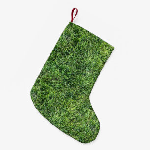 Funny green grass real photo texture pattern fun small christmas stocking