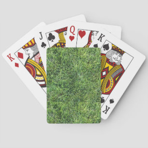 Funny green grass texture pattern real photo fun playing cards