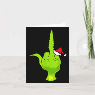 Funny Green Hand Middle Finger Xmas Santa Card