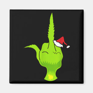 Funny Green Hand Middle Finger Xmas Santa  Magnet