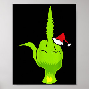Funny Green Hand Middle Finger Xmas Santa Poster