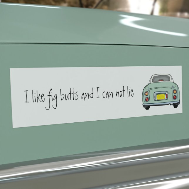 Funny Green I Like Figaro Car Bumper Sticker (Do you like Emerald Green Figaro cars & can not lie? This is the car bumper sticker just for you)