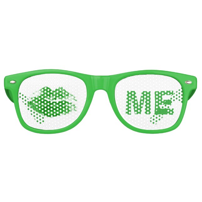 Funny Green Kiss Me Irish St. Patrick's Day Retro Sunglasses (Front)