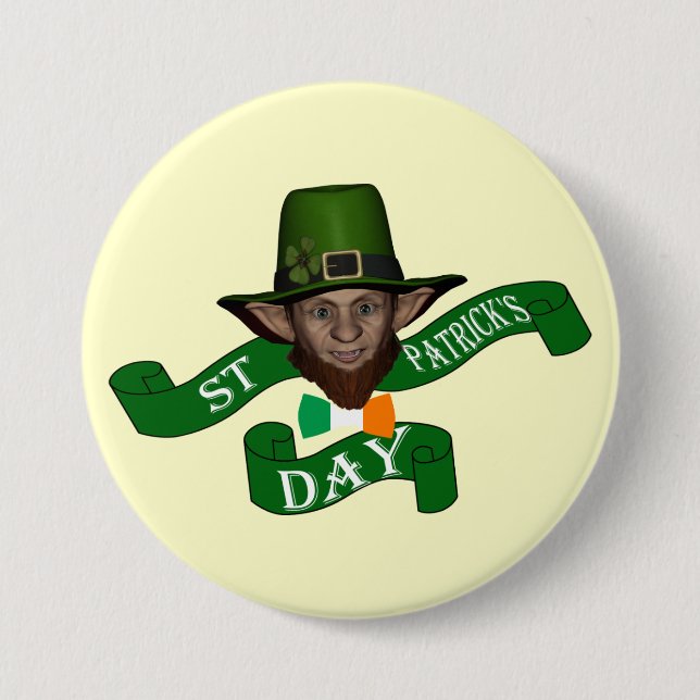Funny green leprechaun 7.5 cm round badge (Front)